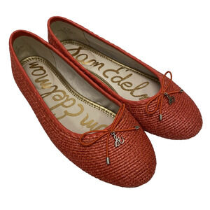 Sam Edelman Falcon Orange Coral Woven Raffia Ballet Flats Women's US‎ 9M EUR 39